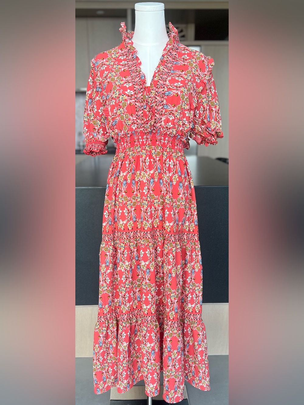 Max Studio Coral Floral Maxi Dress